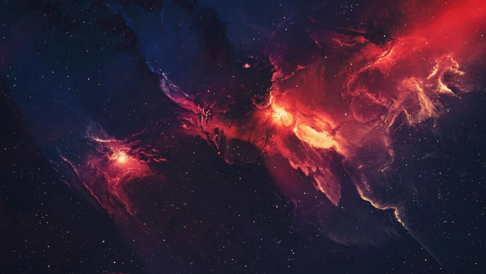 Crimson Nebula Swirls in the Cosmos wallpaper