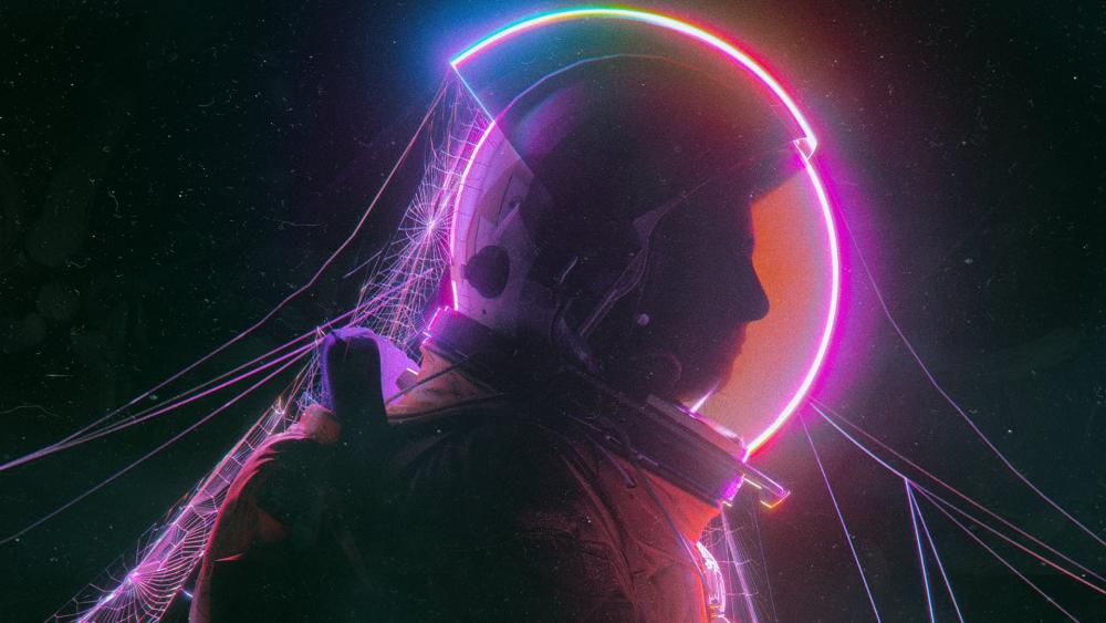 Neon astronaut wallpaper