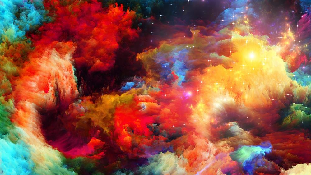 Cosmic Dance of Colors in Space wallpaper