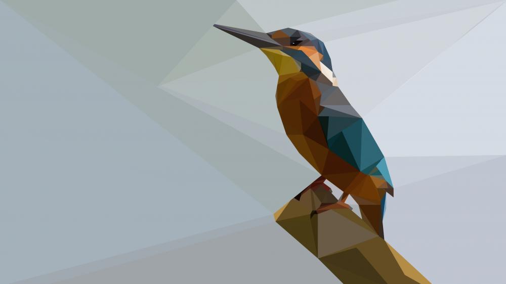 Low-poly kingfisher wallpaper