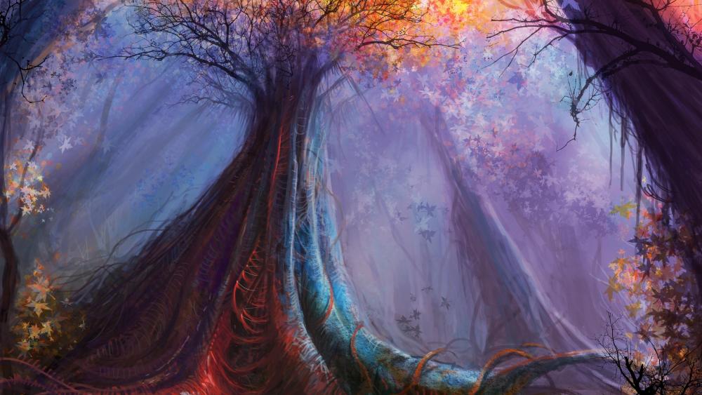 Fantasy fall forest wallpaper