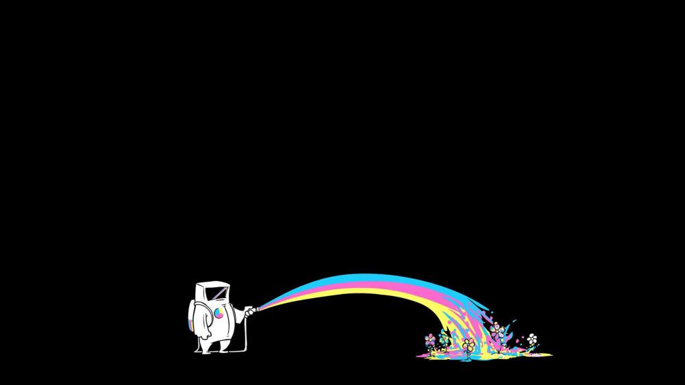 Astronaut Unleashing a Rainbow Splash wallpaper