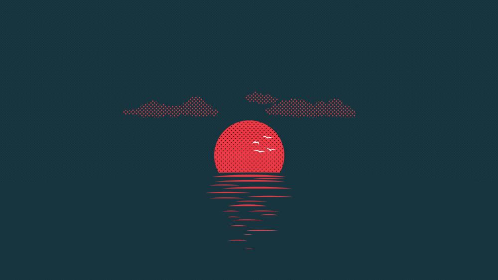 Pixel art sunset wallpaper