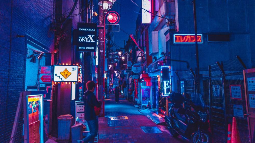 Neon Hues in Urban Nightscape wallpaper