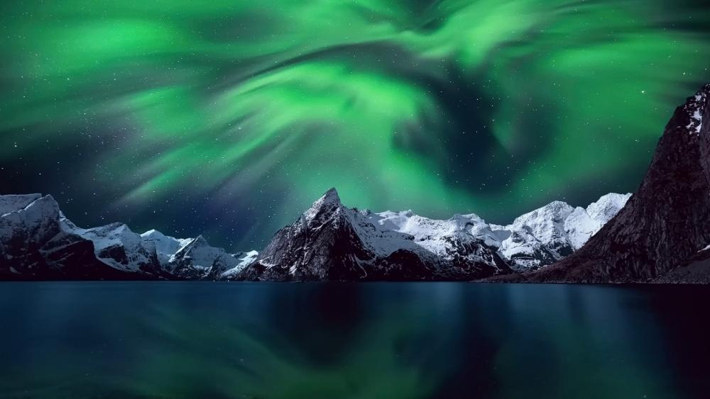 Lofoten aurora borealis wallpaper