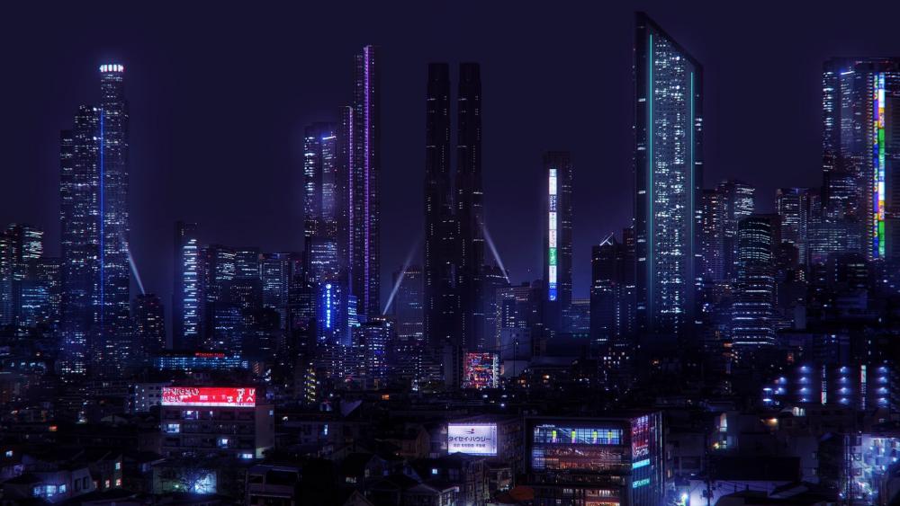 Neon Heights - A Cyberpunk Cityscape wallpaper