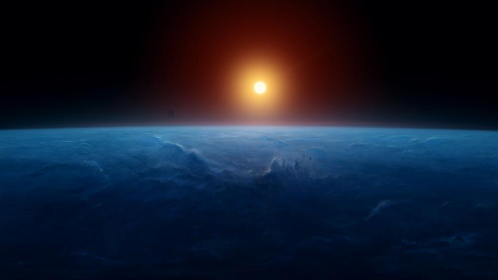 Sunset Over the Blue Planet wallpaper