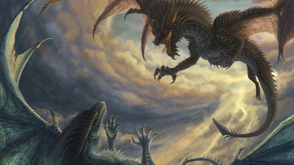 Dragons fight wallpaper