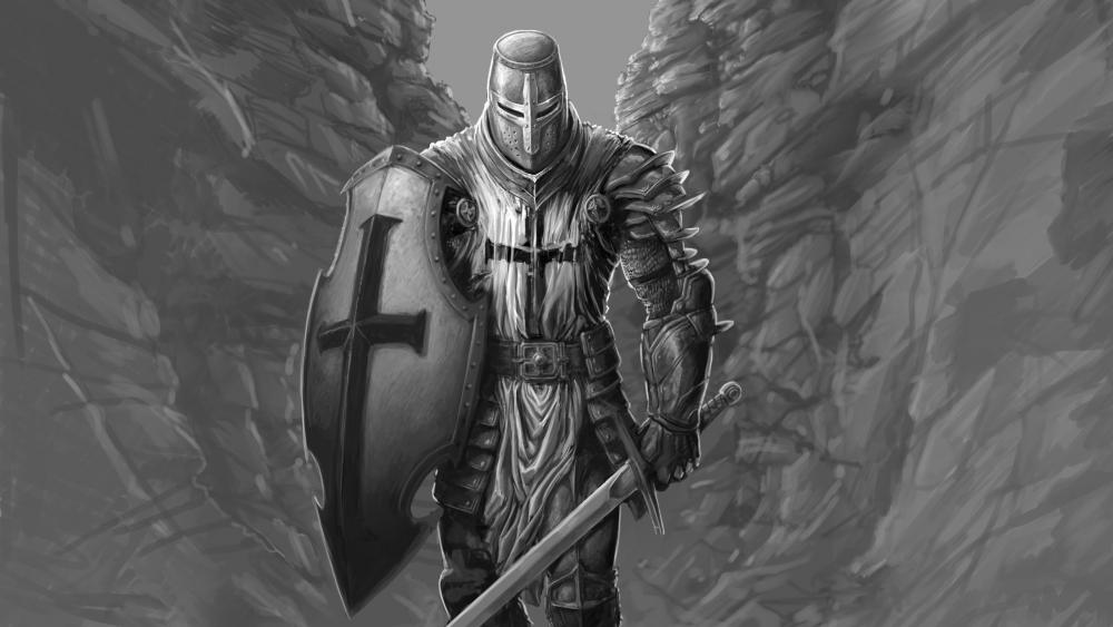 Warrior shield and sword wallpaper