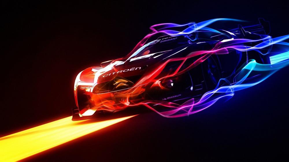 Futuristic Citroen Speedster Illuminated by Neon wallpaper