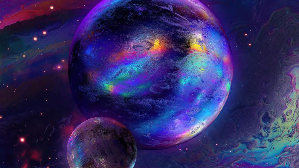 Neon Planetary Dreamscape wallpaper