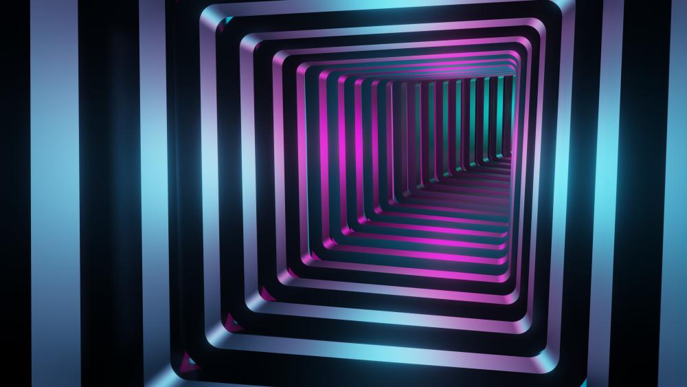 3D neon tunnel wallpaper