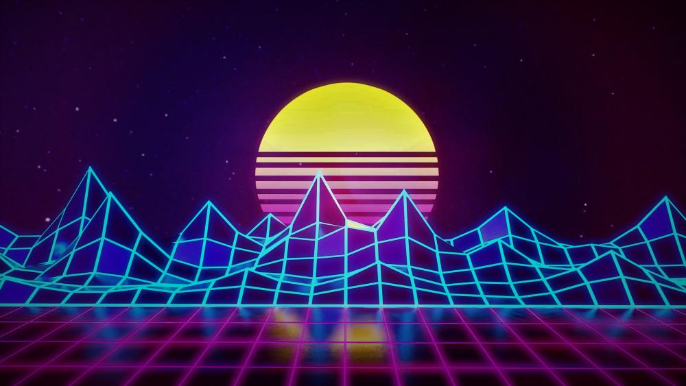 Retro Neon Sunset Horizon wallpaper