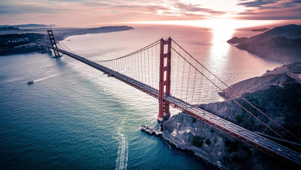 Golden Gate Bridge drone photography wallpaper