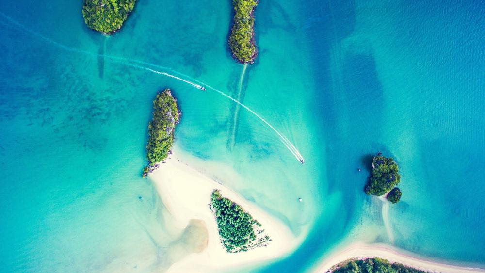 Tropical islands from above wallpaper