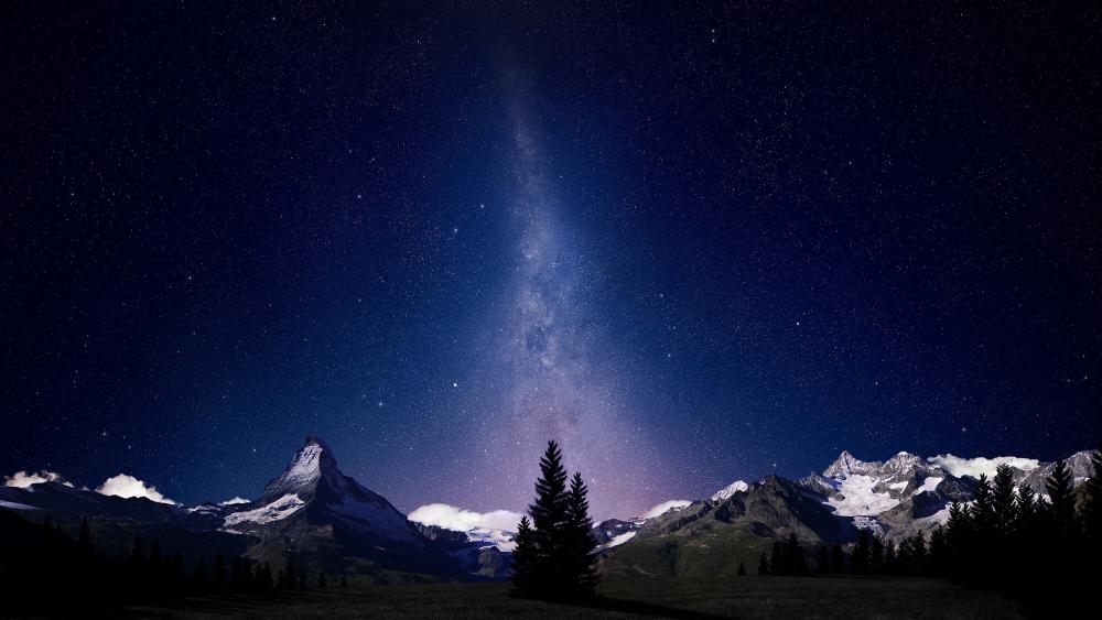 Milky Way over the mountains wallpaper