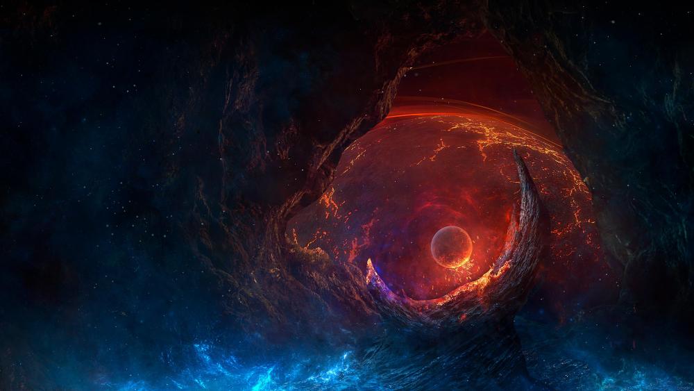 Planet in the wormhole wallpaper