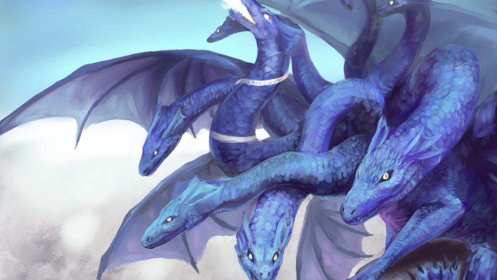 Blue hydra dragon wallpaper