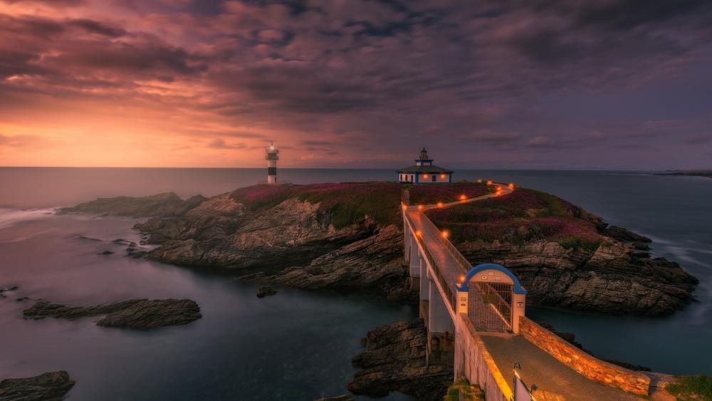 Illa Pancha Lighthouse in Galicia, Spain wallpaper