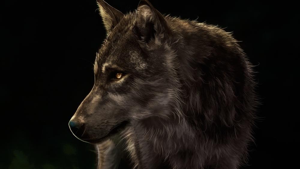 Wolf digital painting wallpaper