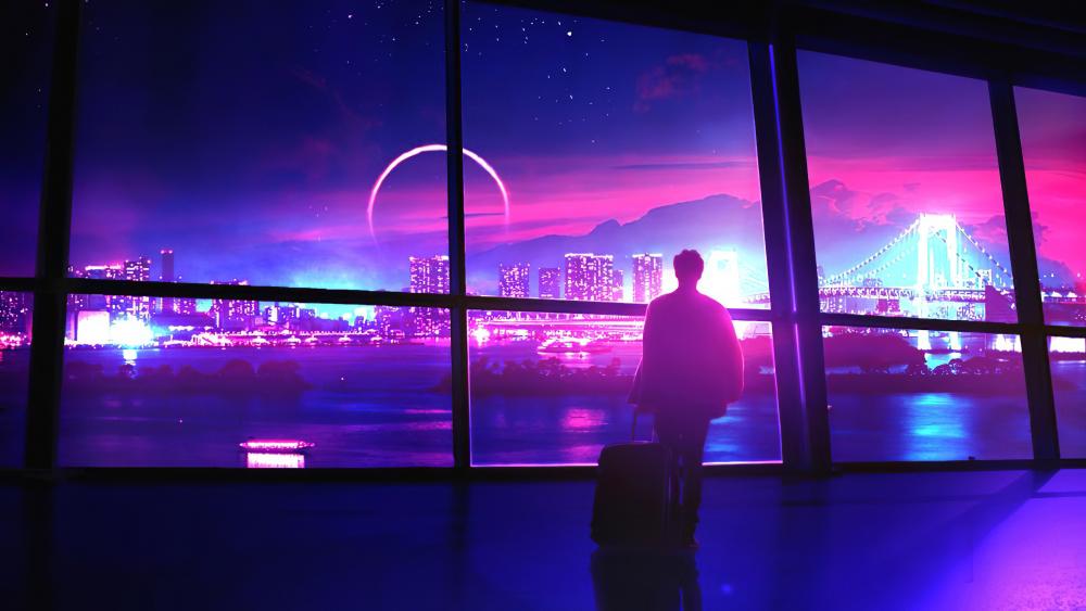 Neon Dreamscape - A Futuristic City View wallpaper