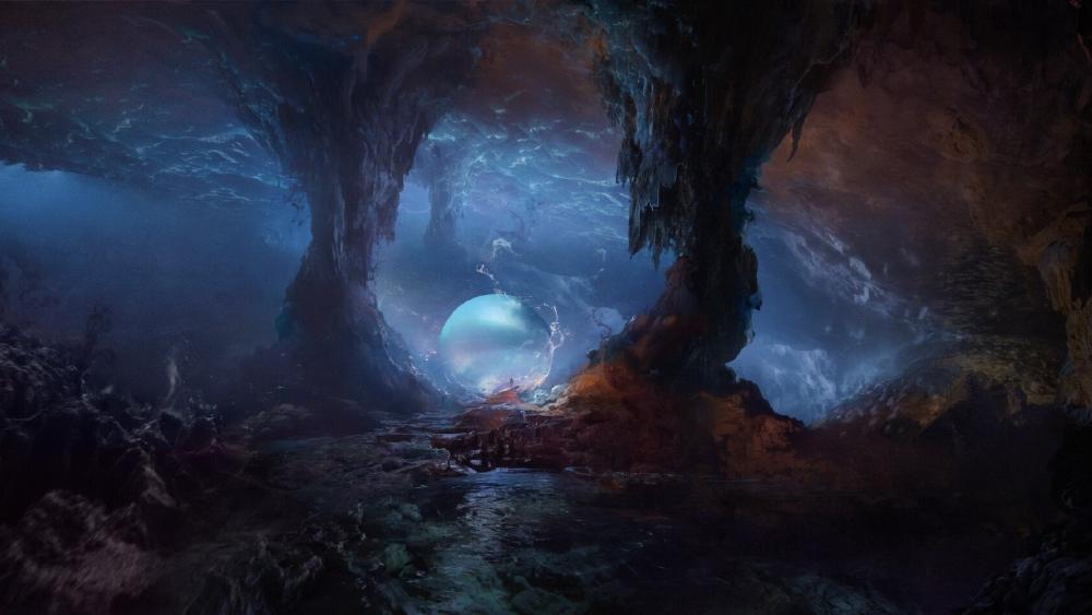 Mystical Cave of the Enchanted Sphere wallpaper