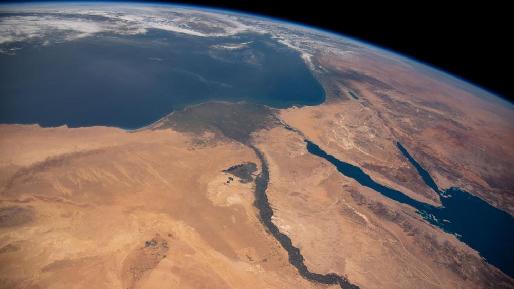 The Nile River, The Red Sea, The Gulf of Oman, The Gulf of Aqaba, and The Mediterranean Sea wallpaper