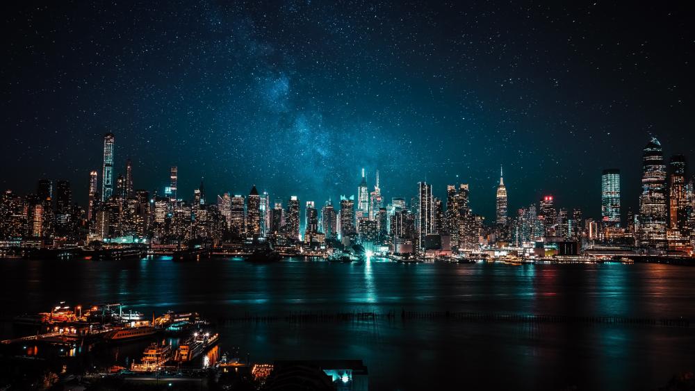 Milky Way over New York City wallpaper
