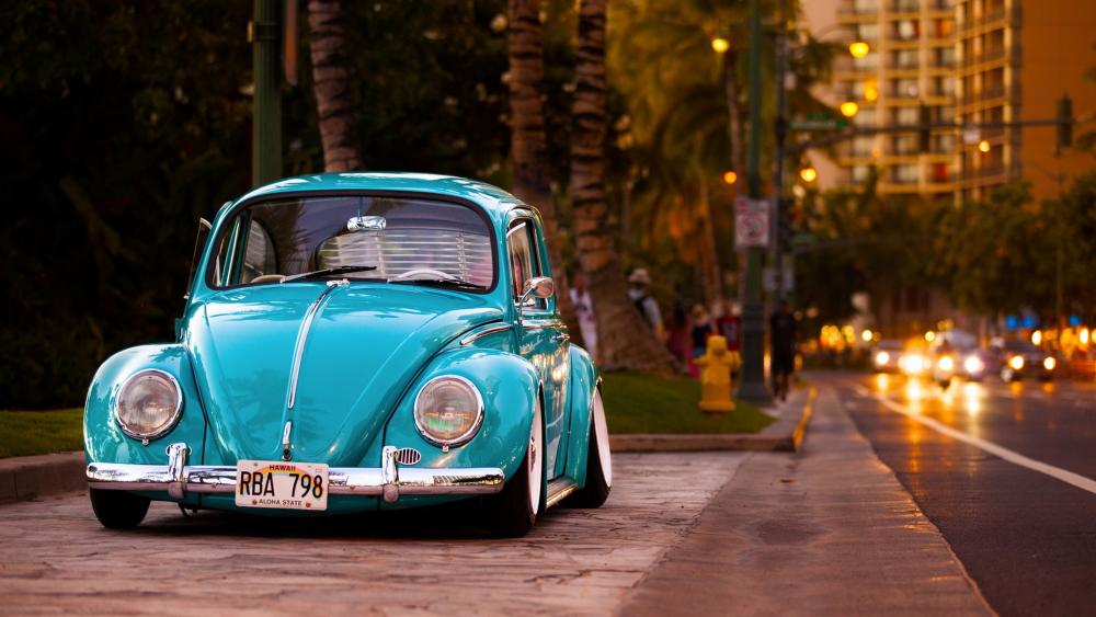 Blue Volkswagen Beetle Coupe wallpaper