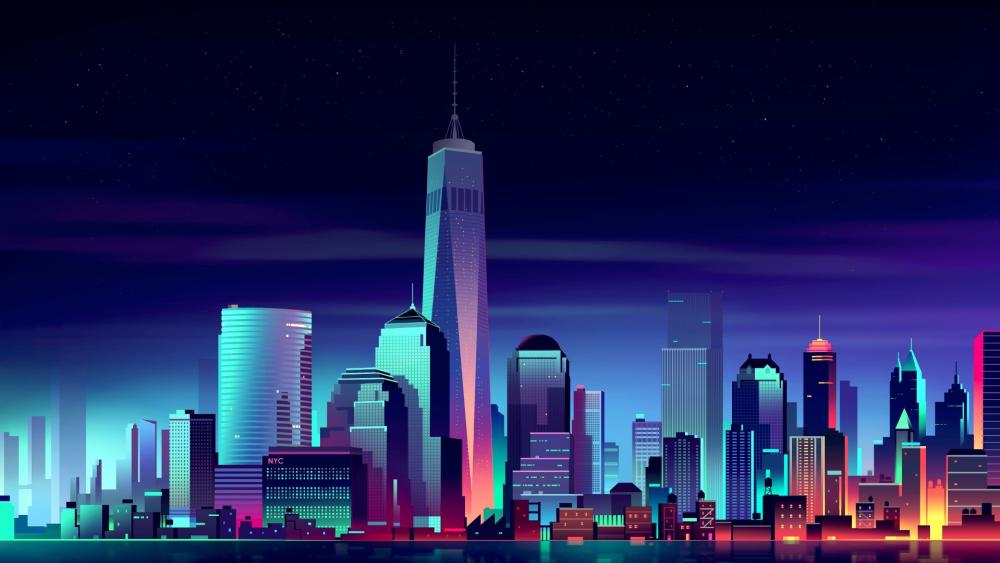 Neon Fantasy New York Cityscape wallpaper