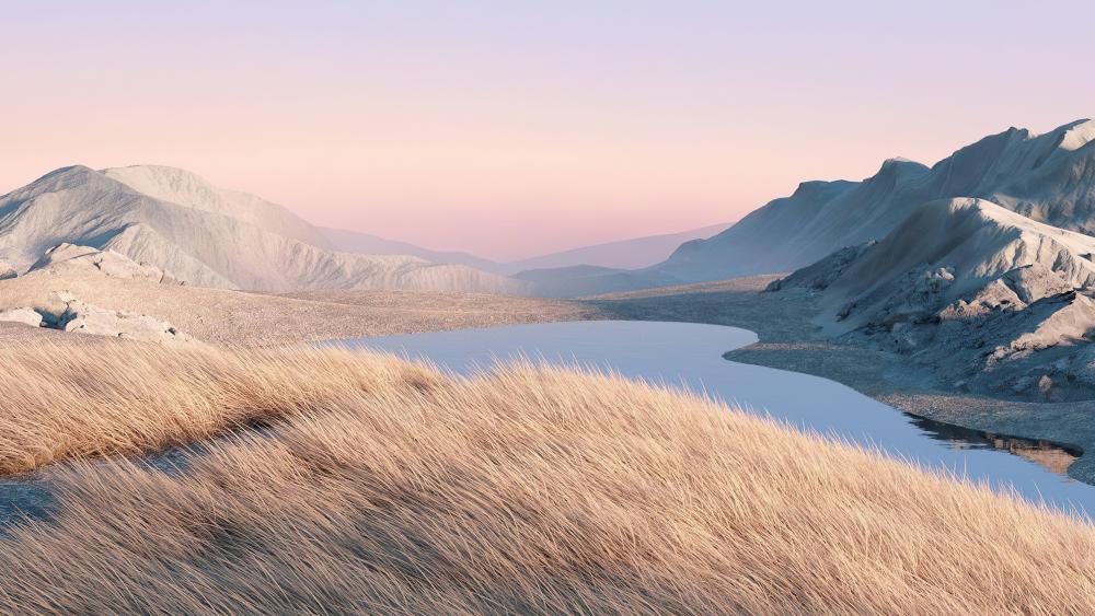 Digital landscape of mountains wallpaper