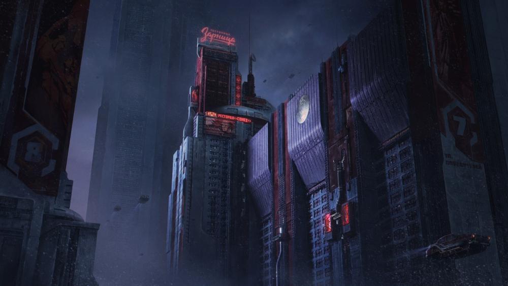 Dystopian Dreamscape of a Futuristic Metropolis wallpaper