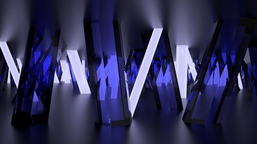 3D Blue crystals wallpaper