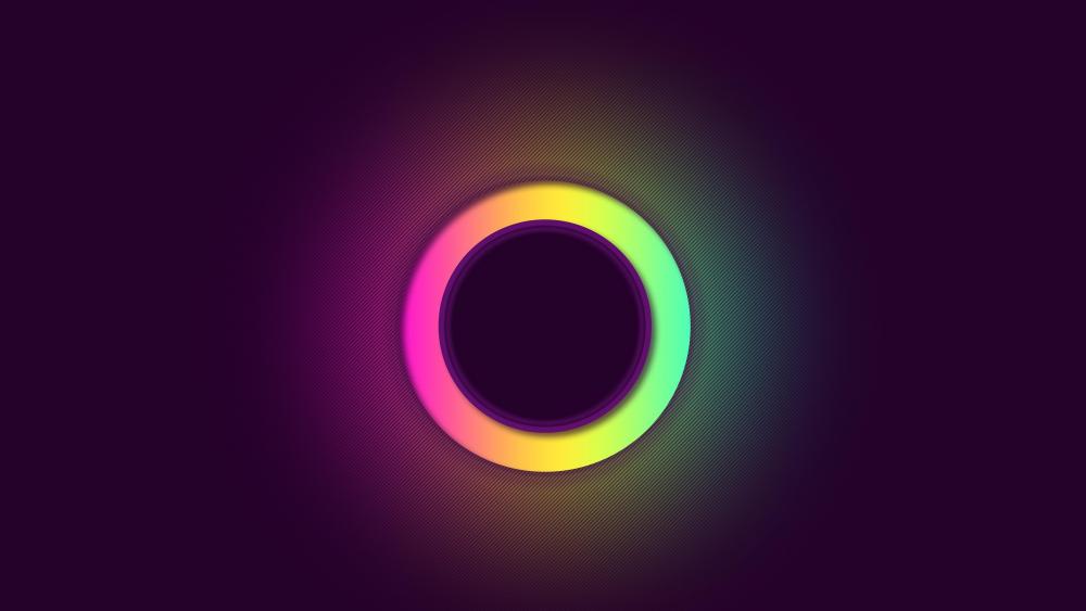 Neon Rainbow Ring on Dark Background wallpaper