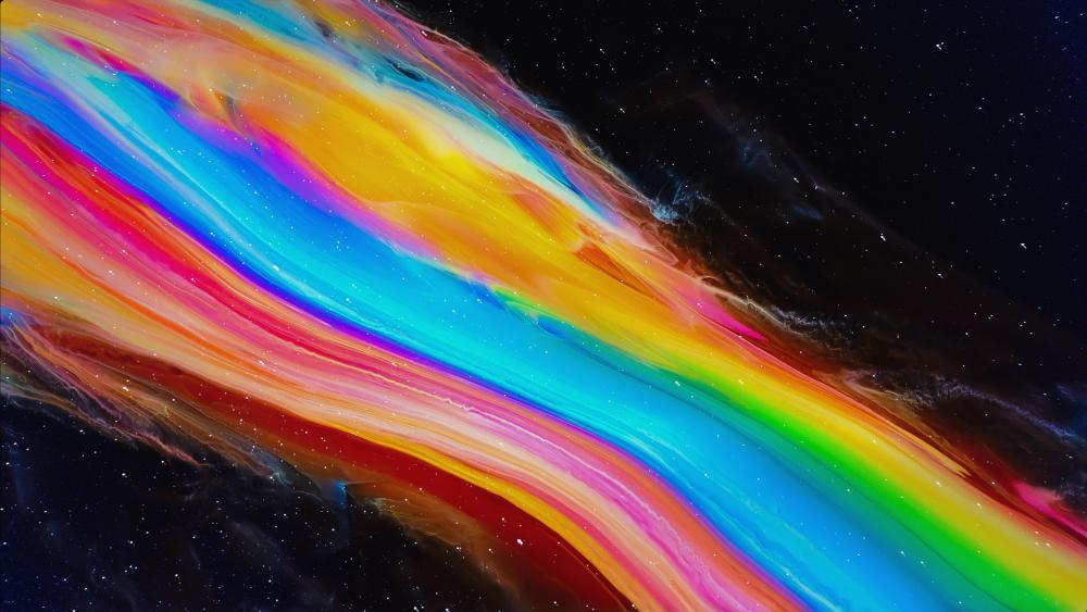 Rainbow path in the space wallpaper