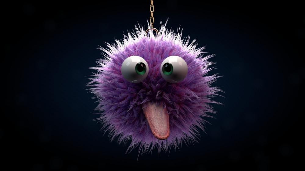 Fluffy Purple Creature Sticking Out Tongue wallpaper