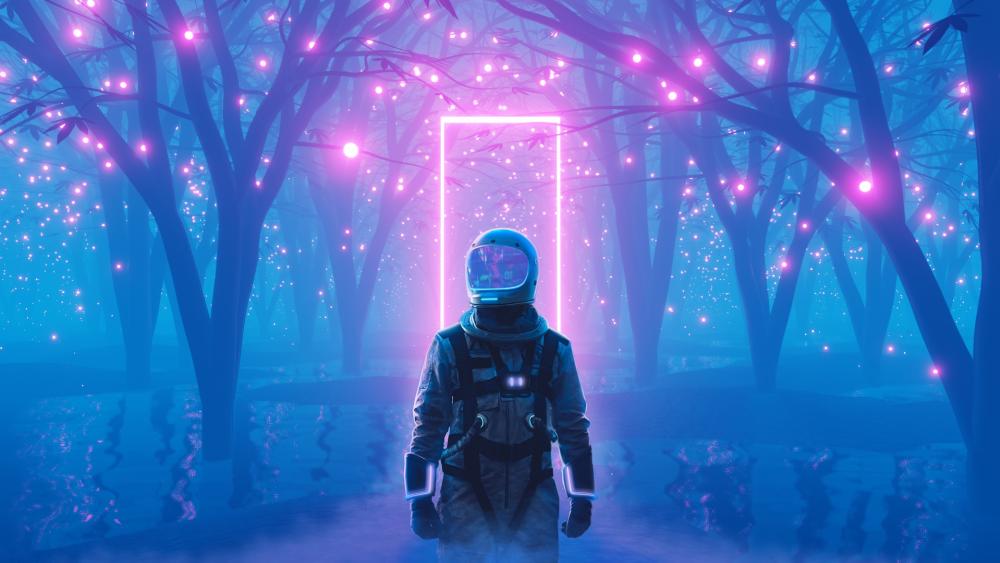 Astronaut Neon wallpaper