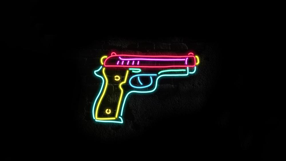 Neon Revolver on Dark Background wallpaper