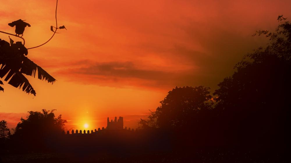 Castle in the sunset wallpaper
