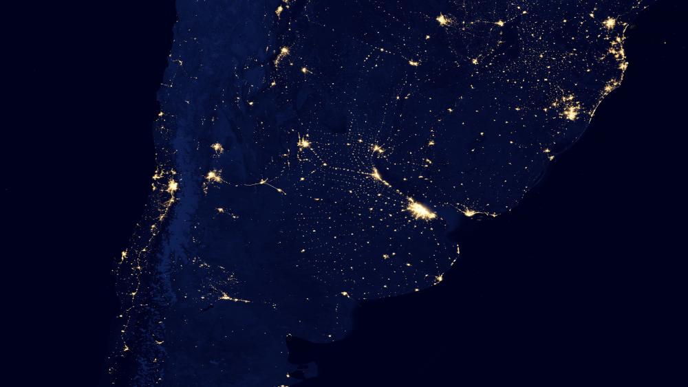 Night Lights of Paraguay, Uruguay, Argentina & Chile v2012 wallpaper