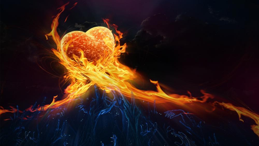 Flaming heart wallpaper
