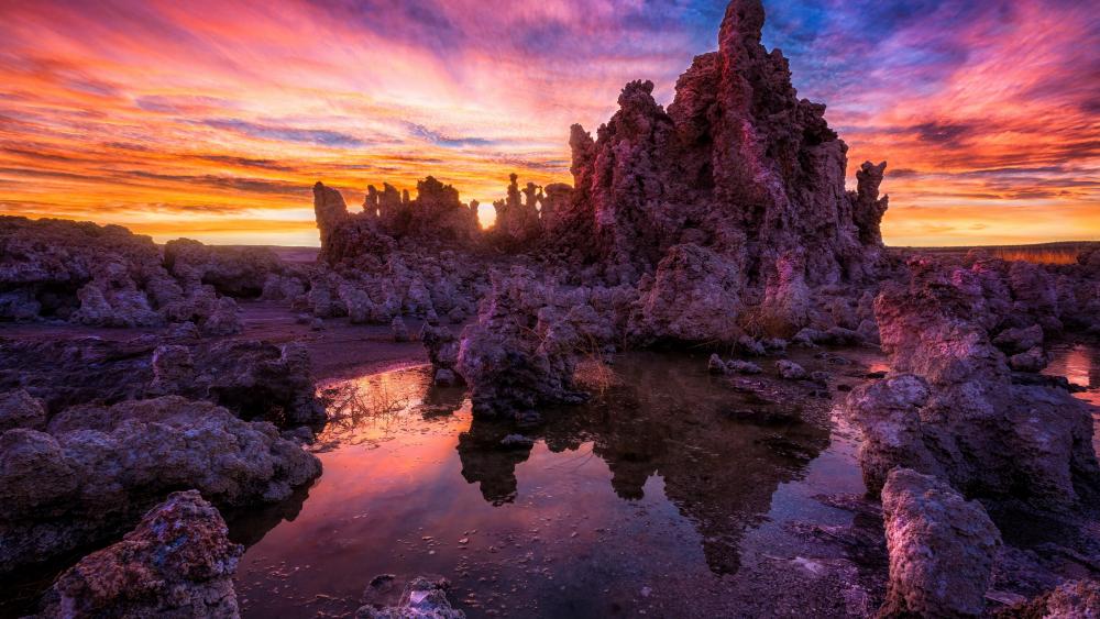 Majestic Rock Formations at Sunrise in 4K Detail wallpaper