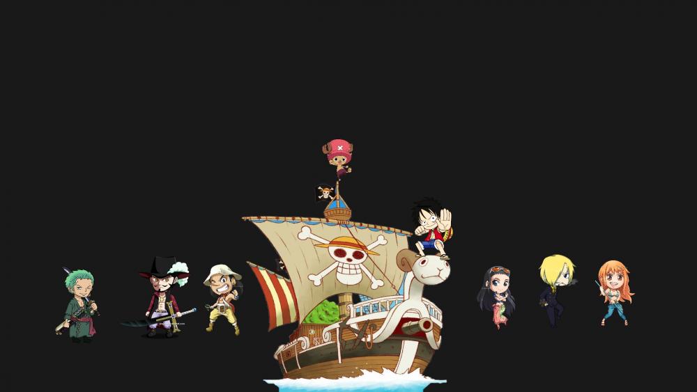 Adventurous Anime Pirate Crew on the High Seas wallpaper