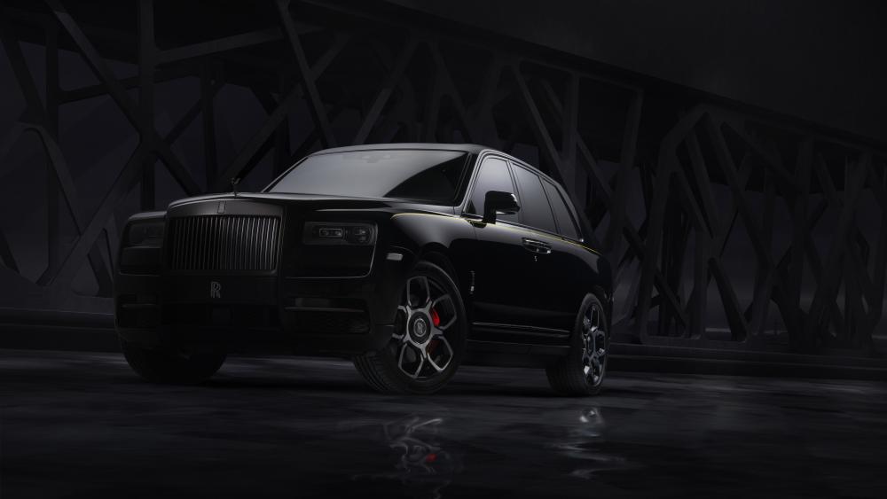 Elegance in Shadows: Black Rolls-Royce Cullinan wallpaper