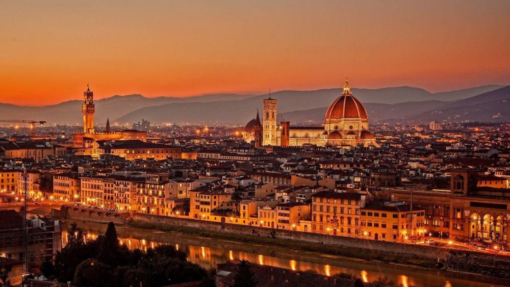 Florence skyline at sunset wallpaper