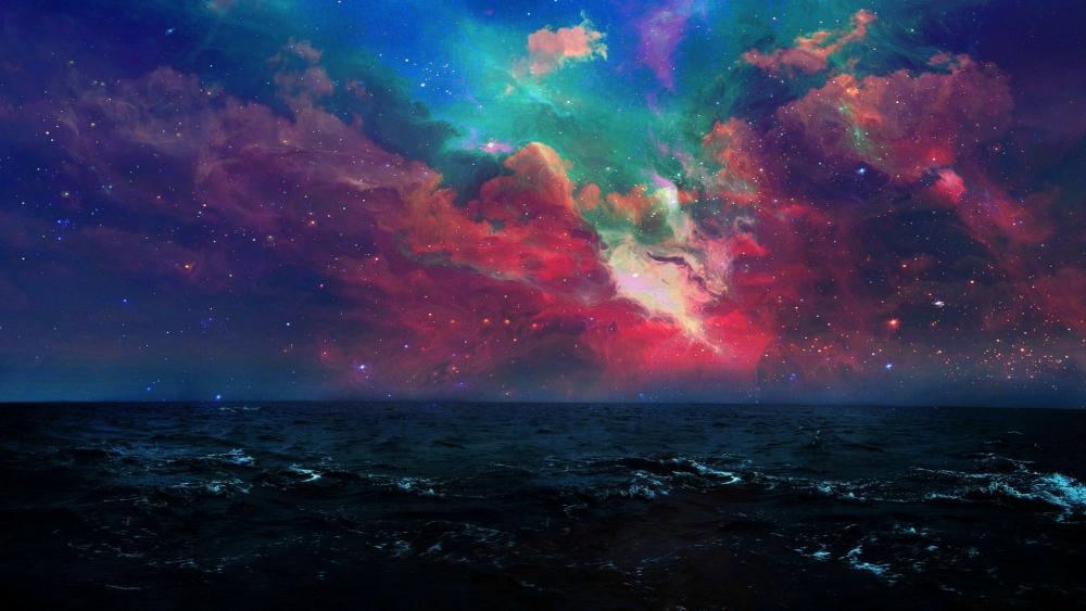 Ethereal Skies Over Tranquil Seas wallpaper