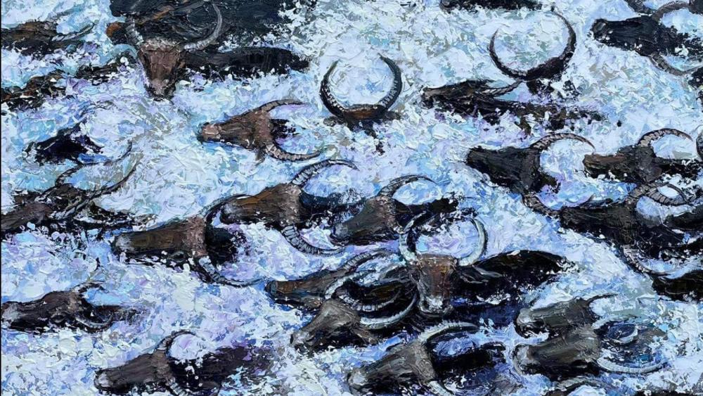 Buffalo painting wallpaper