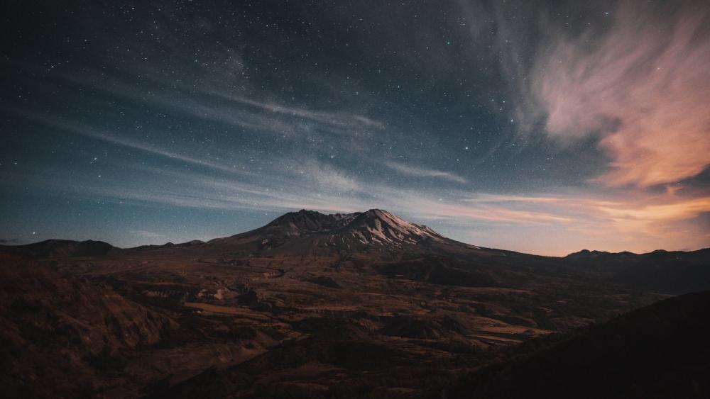 Starry Mountain Night Sky wallpaper