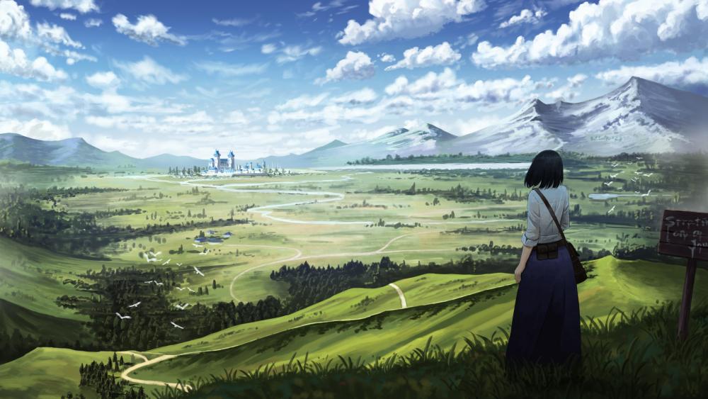 Majestic Anime Vista with Tranquil Ambiance wallpaper
