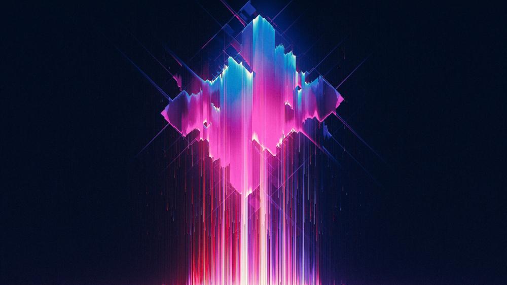 Neon Gleam in Cubic Dreams wallpaper